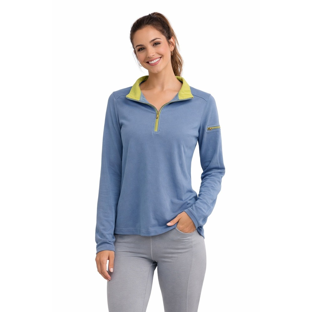 Horny Toad Quarter Zip Pullover Athletic Top Lightweight Green Blue‎ Small